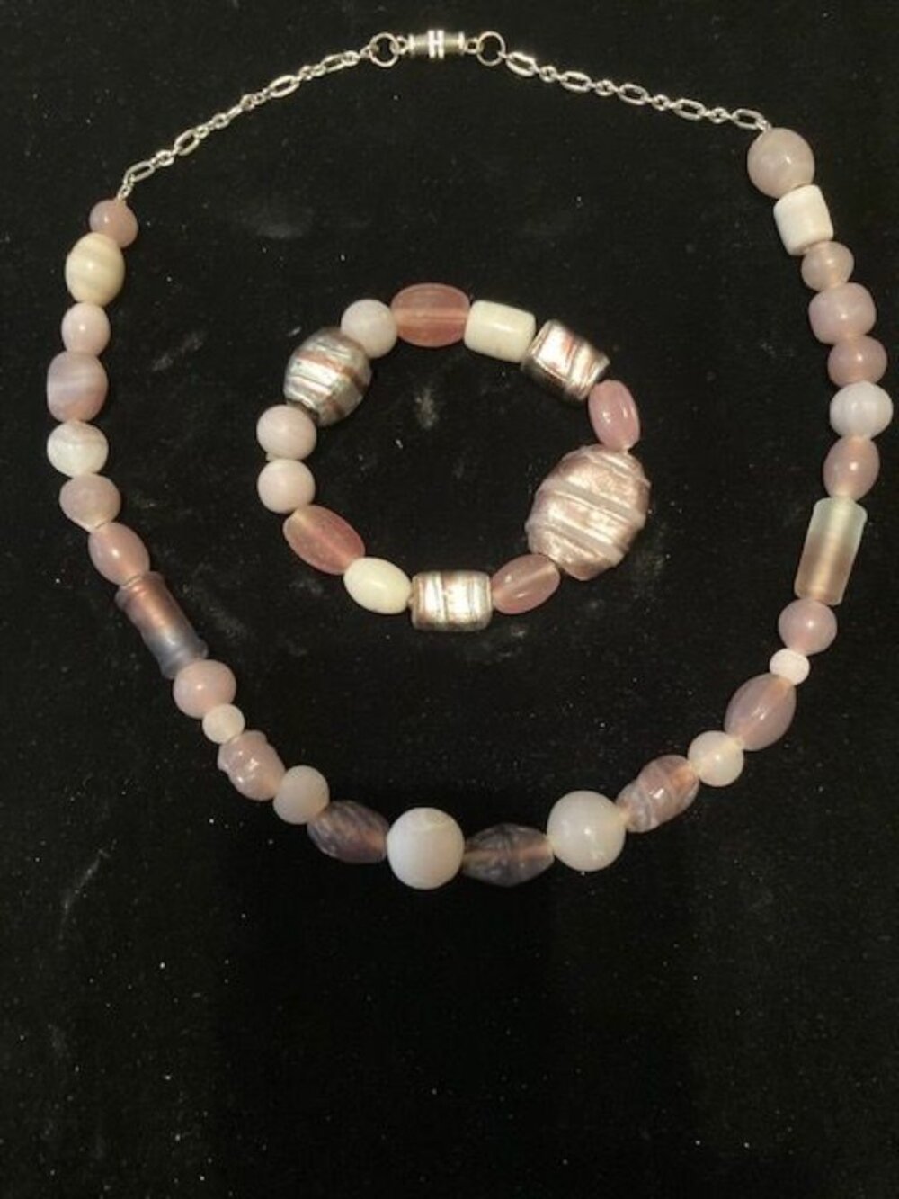 Multi Shades of Purple Beaded Necklace and Bracelet Set